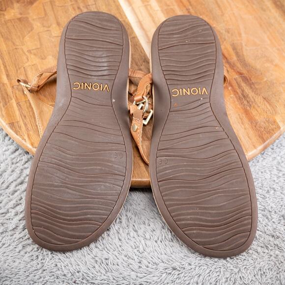 Vionic Womens Shoes Kirra Sandals Sz 8 Cognac Brown Leather Comfort Breathable - Picture 6 of 6